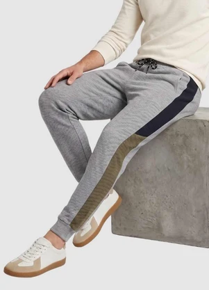 Yends Fashion - Calça Masc Jacquard 3 Bolsos Recorte Lateral Cin - YENDS FASHION