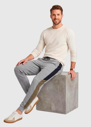 Yends Fashion - Calça Masc Jacquard 3 Bolsos Recorte Lateral Cin - YENDS FASHION