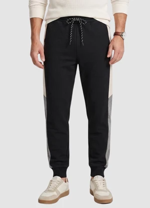 Yends Fashion - Calça Masc Jacquard 3 Bolsos Recorte Lateral Pre - YENDS FASHION