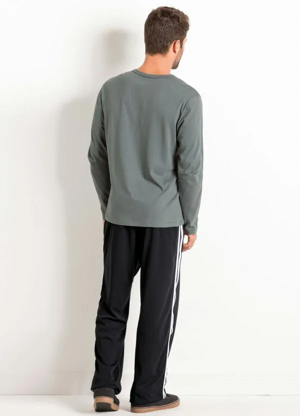 Moda Pop - Calça Preta com Filetes Brancos nas Laterais 4