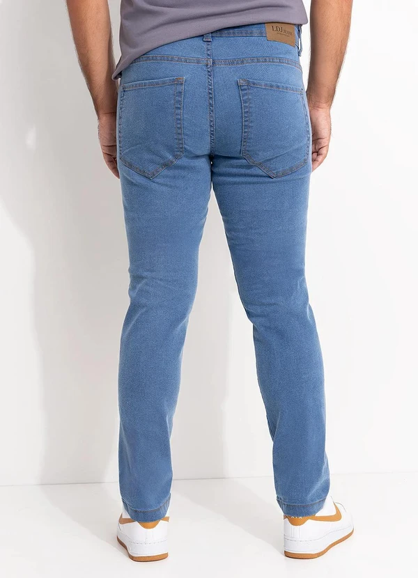 Moda Pop - Calça Jeans  Tradicional com Elastano Azul Claro 2