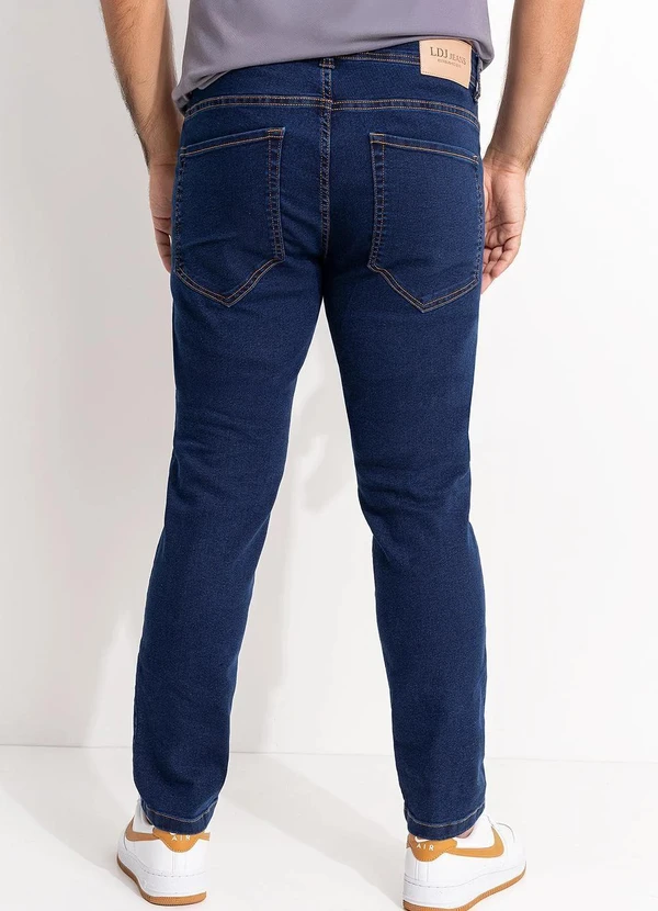 Moda Pop - Calça Jeans  Tradicional com Elastano Azul Médio 2