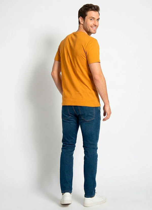 Moda Pop - Calça Jeans  Tradicional com Elastano Azul Médio 4