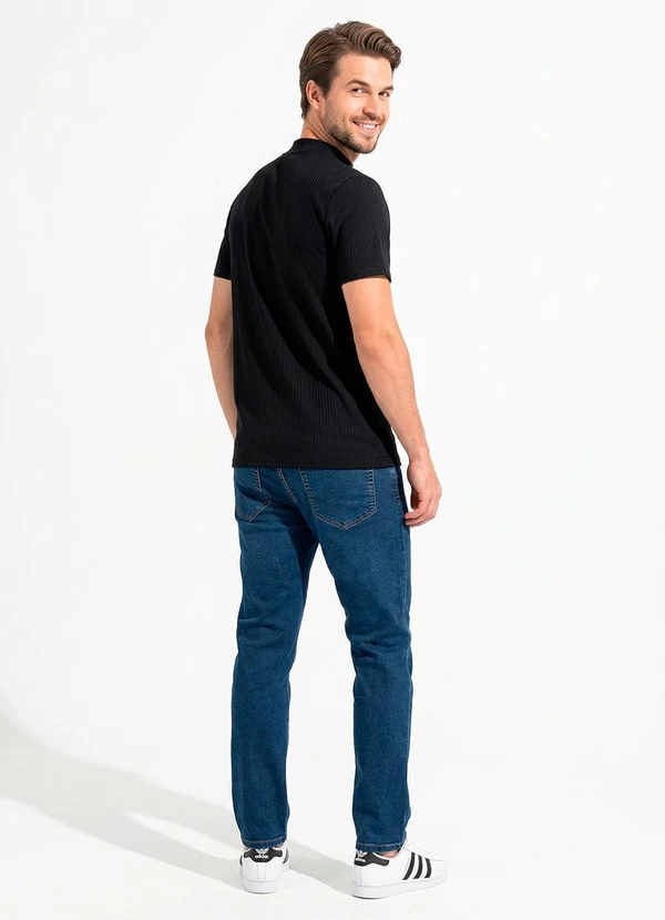 Moda Pop - Calça Jeans  Tradicional com Elastano Azul Médio 6