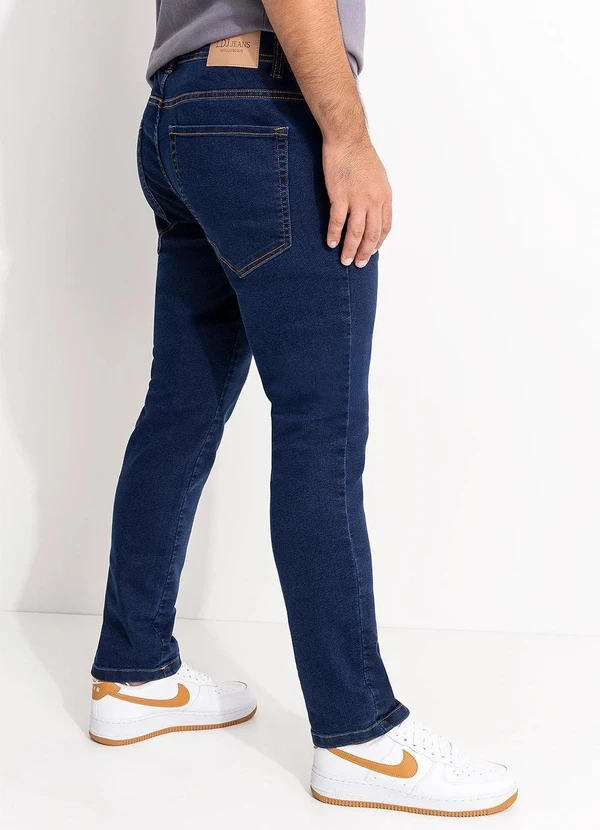 Moda Pop - Calça Jeans  Tradicional com Elastano Azul Médio 7