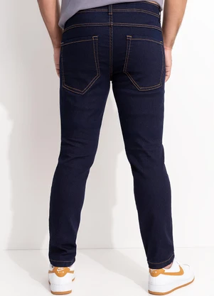 Moda Pop - Calça Jeans  Tradicional com Elastano Azul - MODA POP
