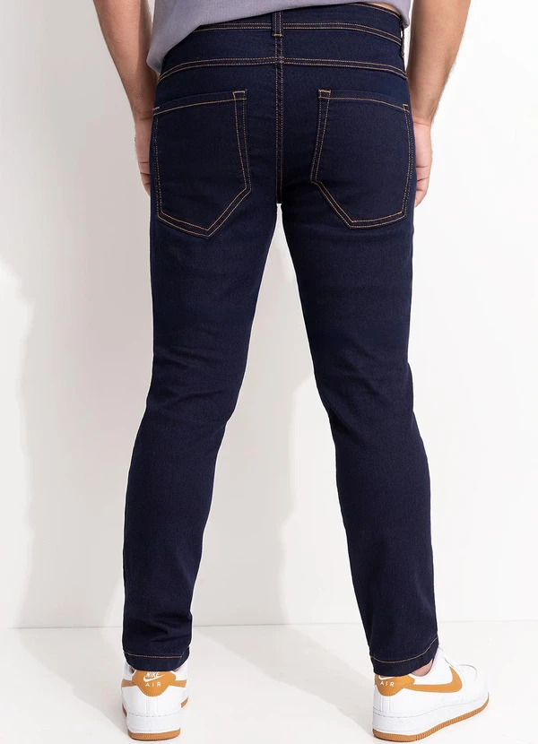 Moda Pop - Calça Jeans  Tradicional com Elastano Azul 2