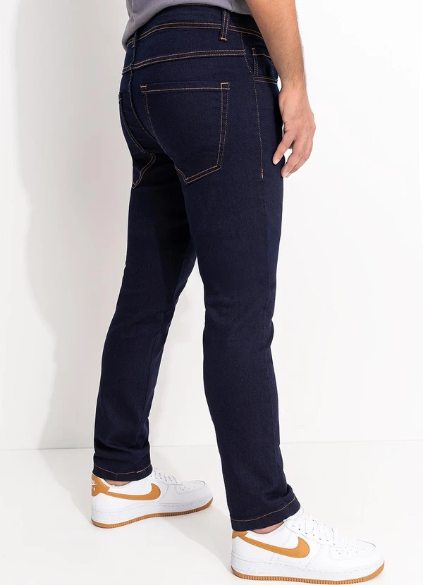 Moda Pop - Calça Jeans  Tradicional com Elastano Azul 3