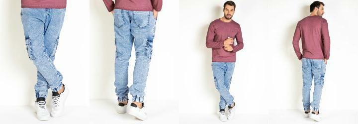 Cala Jogger Jeans Clara com Bolsos Funcionais