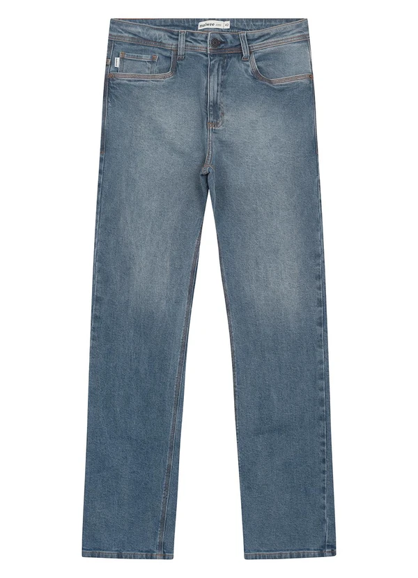 Malwee - Calça Reta Jean Estonado Azul Claro