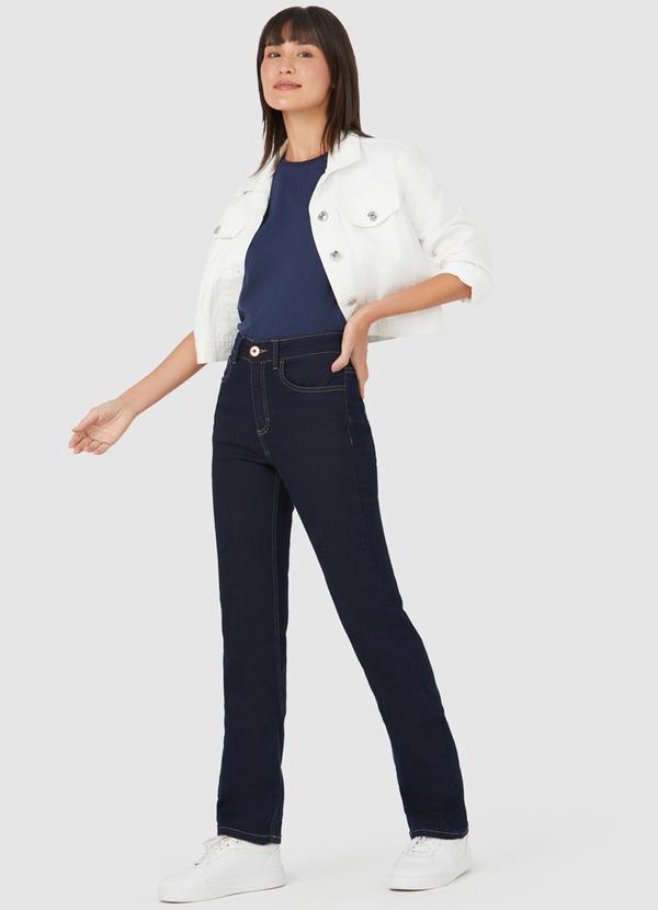 Malwee - Calça Reta Jeans Cintura Média Feminina Azul 4