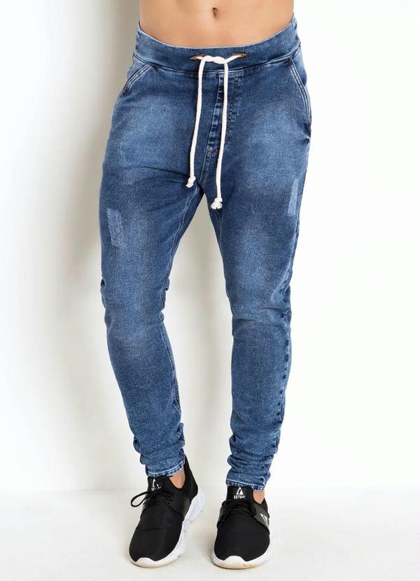 Outlet - Calça Skinny AzulCom Amarração em Cordel 5