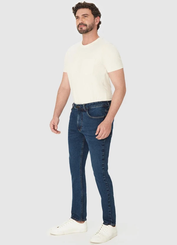 Malwee - Calça Slim em Jeans Stretch Azul Escuro 4