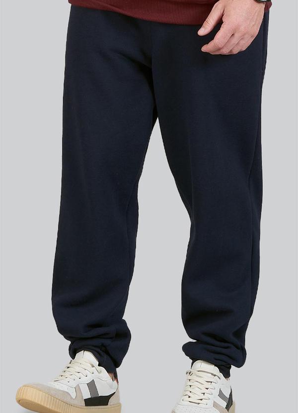 Calça Adulto Masculino Moletom com Punho Azul Soft Bonni