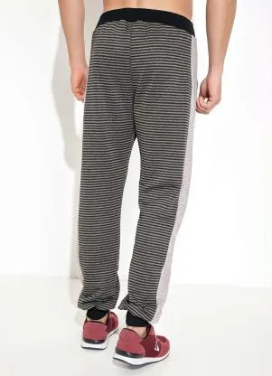 Moda Pop - Calça com Elástico na Cintura Listrada Cinza - MODA POP