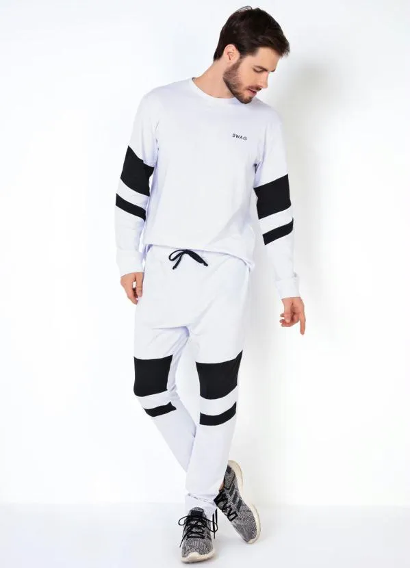 Moda Pop - Calça em Moletinho com Recortes Branca 3