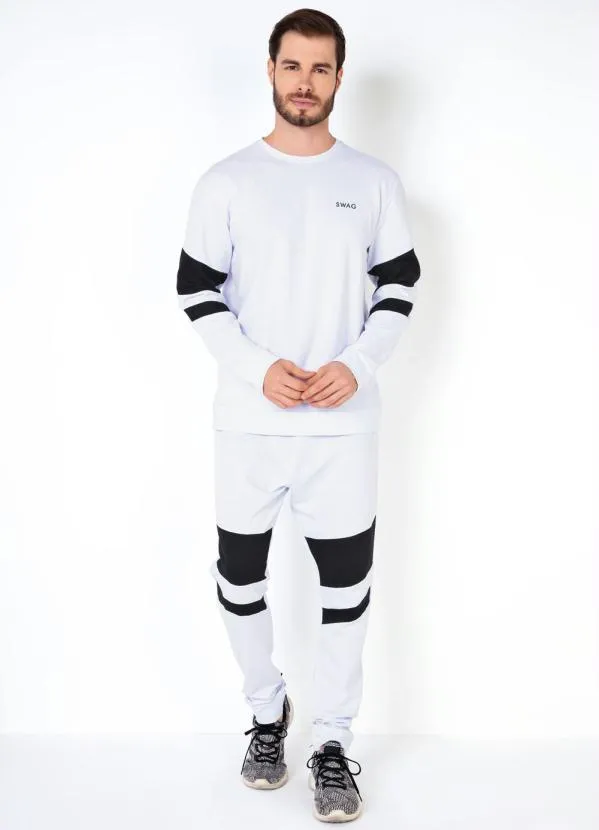 Moda Pop - Calça em Moletinho com Recortes Branca 4