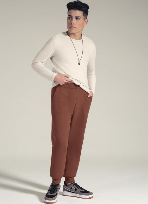 Exco - Calça em Moletom Peluciado Juvenil Marrom 2