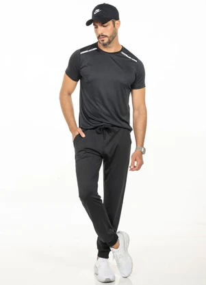 Decoy - Calça Felpada com Bolso e Caseado Preto - DECOY