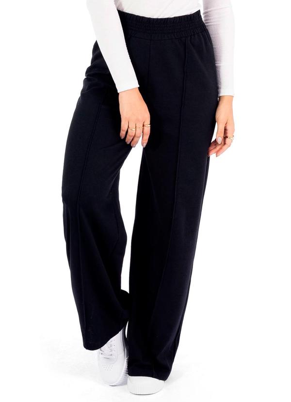 Cobertura - Calça Feminina Wide Leg em Moletom Preto