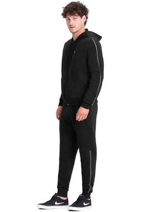Outlet - Calça Jogger com Recortes Masculino Preto - OUTLET