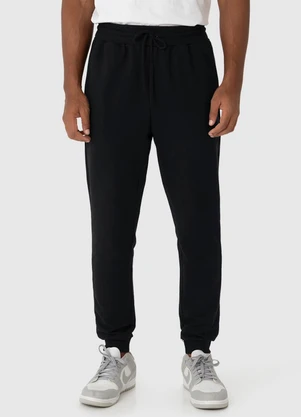 Malwee - Calça Jogger em Moletom Masculina Preto - MALWEE