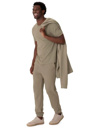 Malwee - Calça Jogger em Moletom Mesclado Taupe - MALWEE