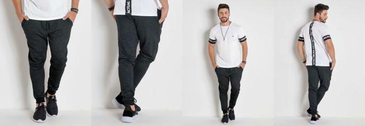 Cala Jogger Preta At em Moletinho Mescla Escuro