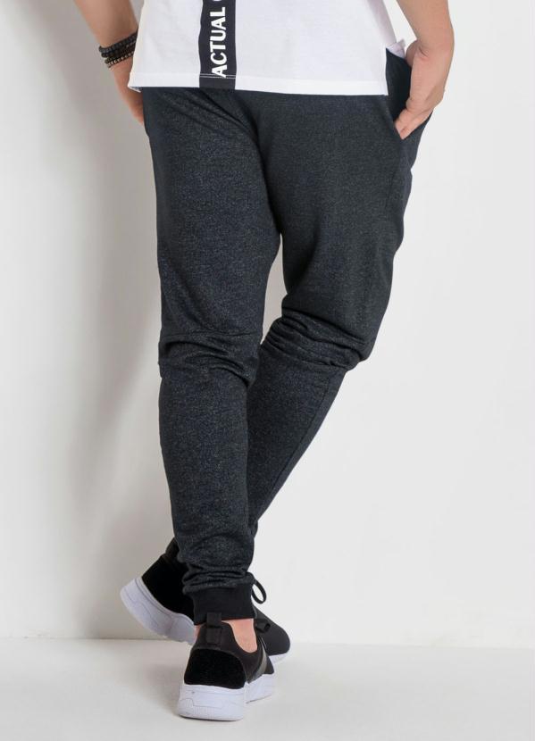 Actual - Calça Jogger Preta At em Moletinho Mescla Escuro 2