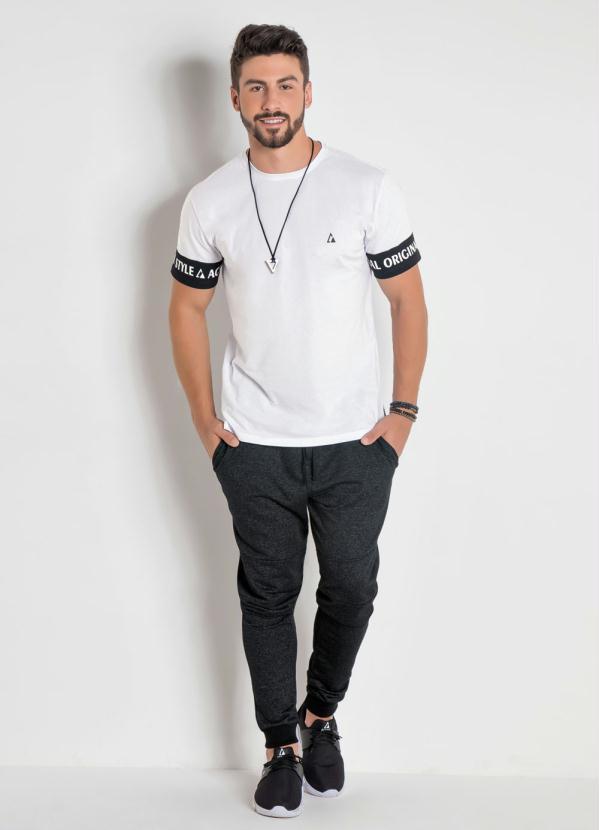 Actual - Calça Jogger Preta At em Moletinho Mescla Escuro 3