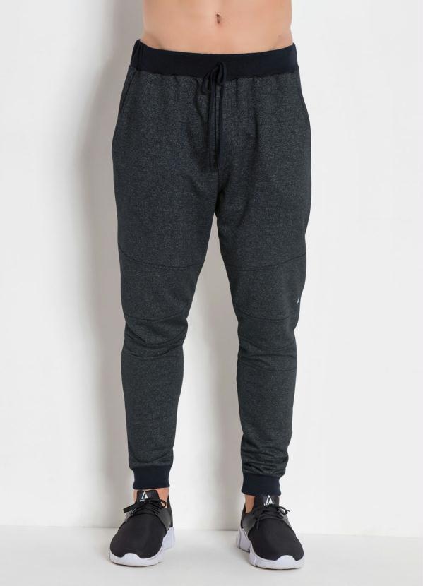 Actual - Calça Jogger Preta At em Moletinho Mescla Escuro 5