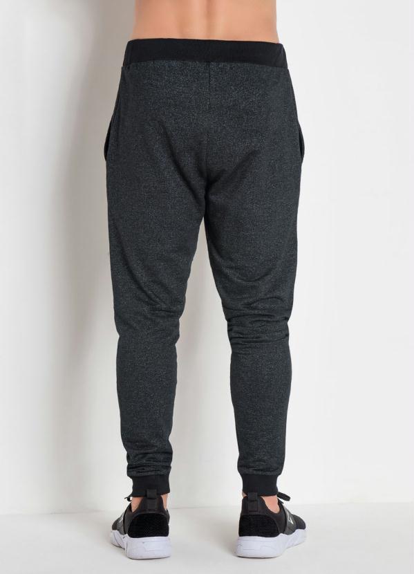 Actual - Calça Jogger Preta At em Moletinho Mescla Escuro 6