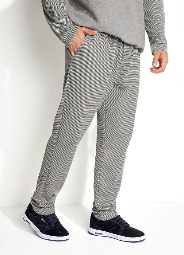 Moda Pop - Calça Listrado Cinza com Bolsos 3