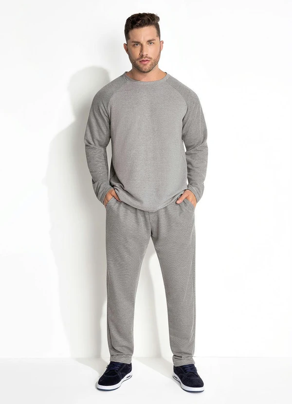 Moda Pop - Calça Listrado Cinza com Bolsos 5