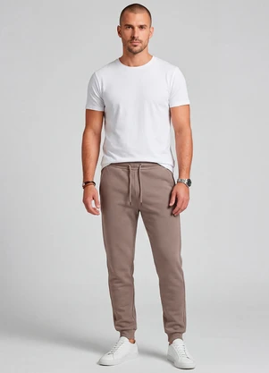 Diametro - Calça Moletom Peluciada Jogger Marrom - DIAMETRO