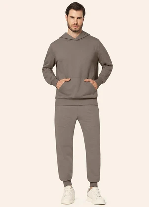 Diametro - Calça Masculina em Moletom Peluciado Marrom - DIAMETRO