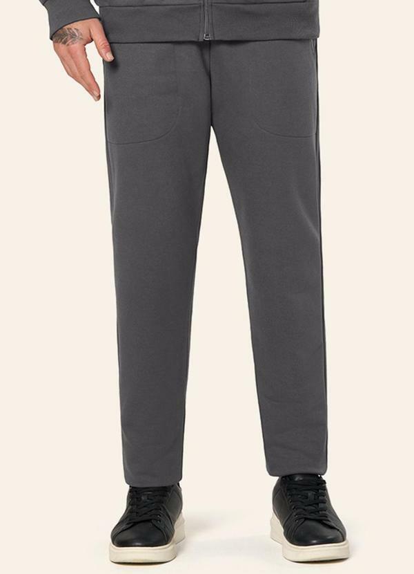 Diametro - Calça Masculina Moletom Peluciado Cinza