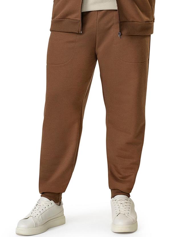 Diametro - Calça Masculina Plus Size em Moletom Marrom
