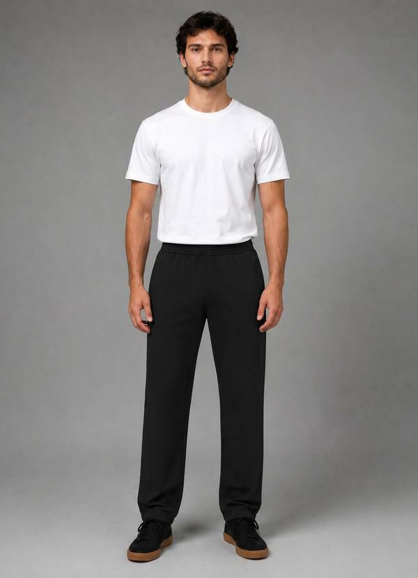 Diametro - Calça Moletom Felpado Básico Preto