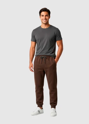 Yends Fashion - Calça Moletom Punho Elástico Marrom - YENDS FASHION