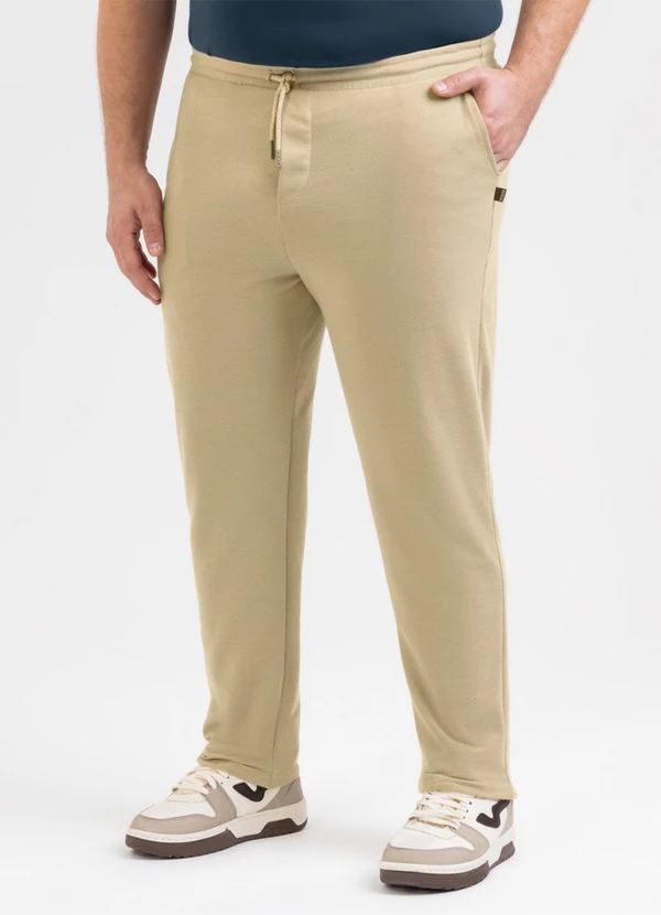 Exco - Calça Plus em Moletom Marrom Claro