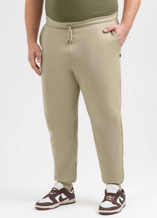 Exco - Calça Plus em Moletom Marrom Claro