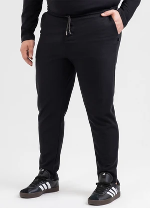 Exco - Calça Plus em Moletom Preto - EXCO
