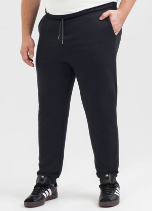 Exco - Calça Plus em Moletom Preto - EXCO