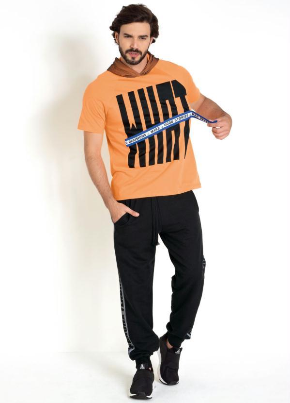 Outlet - Calça Preta com Recorte Lateral Estampado 3