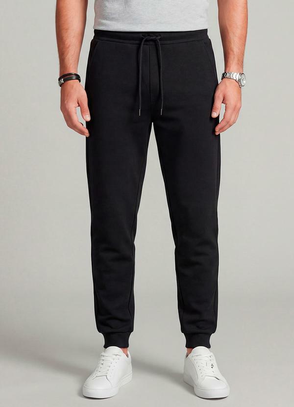 Diametro - Calça Moletom Peluciada Jogger Preto