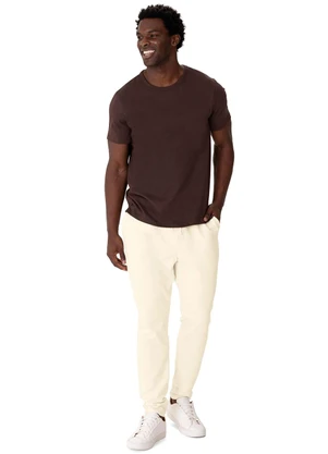 Malwee - Calça Slim em Moletom Sarjado Off White - MALWEE
