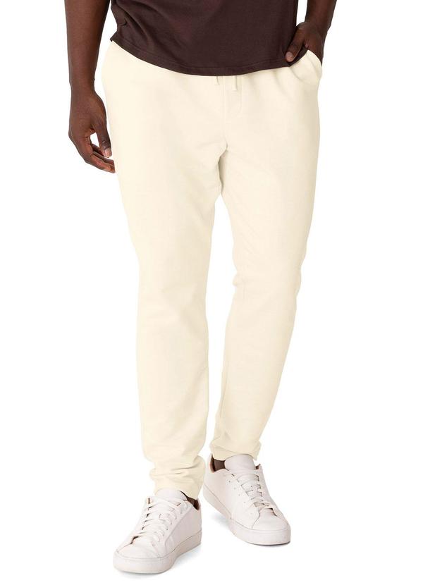 841285 Calça Slim em Moletom Sarjado Off White - Malwee