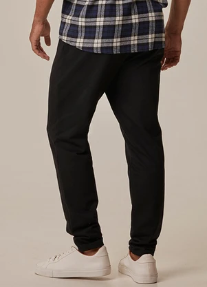 Malwee - Calça Slim em Moletom Sarjado Preto - MALWEE