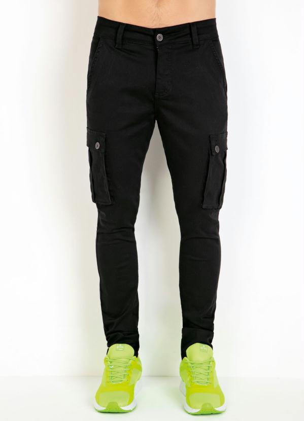 Outlet - Calça Actual Preta Skinny com Bolsos Cargo 5